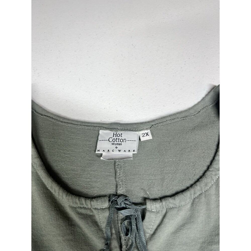 Marc Ware Hot Cotton 100% Cotton Sage Boho Midi Shirt Dress 2X - Picture 2 of 6